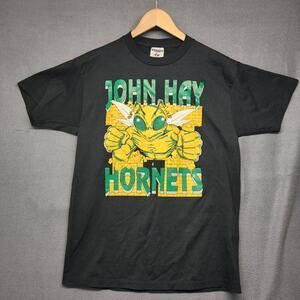 John Hay Hornets T Shirt Mens Large Black Yellow Short Sleeve Crew Neck Jerzees